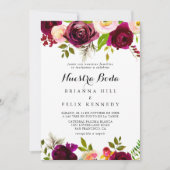 Invitation Russe Blush Bourgogne Floral Nuestra Boda Mariage (Devant)