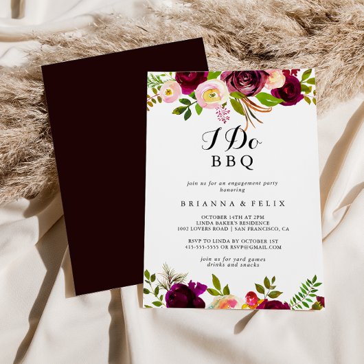 Invitation Russe Blush Bourgogne I Do BBQ Engagement Party