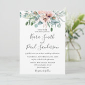Invitation Russe Blush Dusty rose Floral Mariage Eucalyptus (Debout devant)