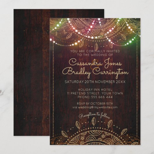 Invitation Russe Bohemian Nights Mariage (Devant / Derrière)