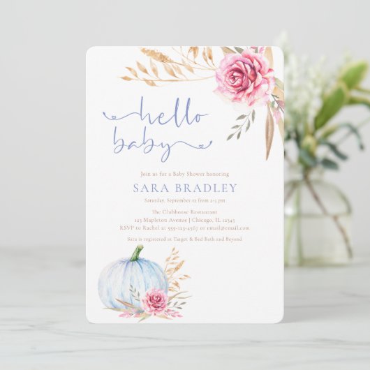 Invitation Russe boho automne Citrouille bébé douche (Debout devant)