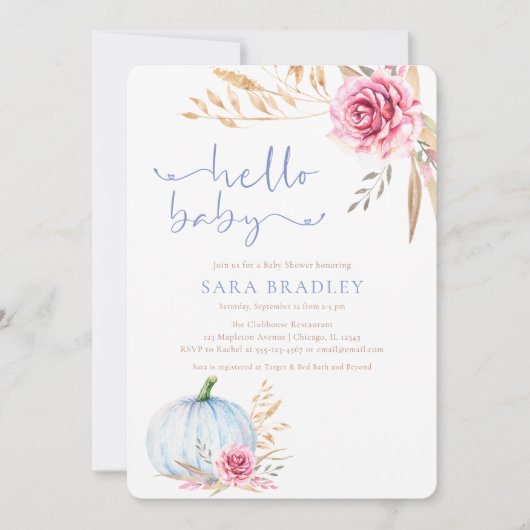 Invitation Russe boho automne Citrouille bébé douche (Devant)