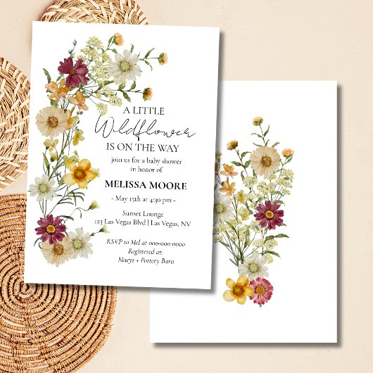 Invitation Russe Boho Bourgogne Baby shower Fleur sauvage