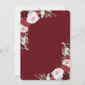 Invitation Russe Boho Bourgogne Blush Peonies Floral (Dos)