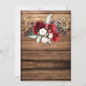 Invitation Russe Boho Bourgogne & Roses Blanches Antlers Mari (Dos)