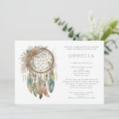 Invitation Russe Boho Dreamcatcher Sage Baby shower bohème (Debout devant)
