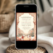 Invitation Russe Boho Earthy Floral Mariage de vache indienne