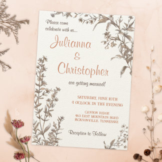 Invitation Russe Boho Fleur sauvage Mariage