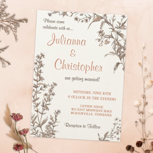 Invitation Russe Boho Fleur sauvage Mariage