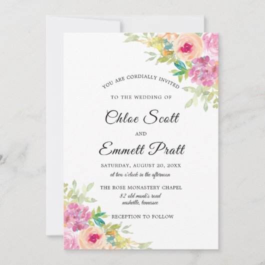 Invitation Russe Boho Fleur sauvage Mariage (Devant)
