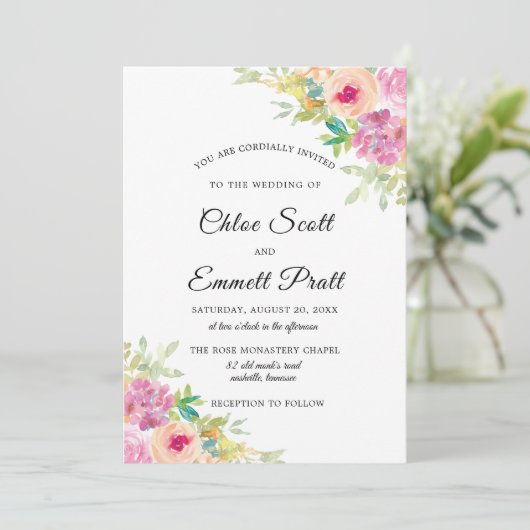 Invitation Russe Boho Fleur sauvage Mariage (Debout devant)