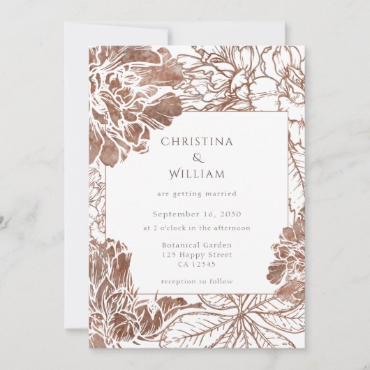 Invitation Russe Boho Floral Mocha Brown Mariage QR Code (Devant)