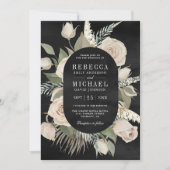 Invitation Russe Boho Ivory Rose Sage Green Black Mariage (Devant)