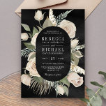 Invitation Russe Boho Ivory Rose Sage Green Black Mariage<br><div class="desc">Éblouissez vos invités avec cet élégant invitation de mariage avec de belles fleurs et de l'herbe de pampa rustique avec typographie moderne. Ajoutez simplement les détails de votre événement sur ce modèle facile à utiliser pour en faire une invitation unique.</div>