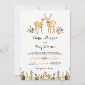 Invitation Russe Boho Mariage d'aquarelle de cerf de bois (Devant)