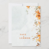Invitation Russe Boho orange Aquarelle Bleu Mariage (Dos)