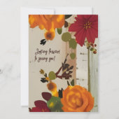 Invitation Russe Boho Orange Automne Floral Thanksgiving Dîne (Dos)