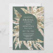 Invitation Russe Boho Pampas Arch Sage Green Fête des mariées (Devant)