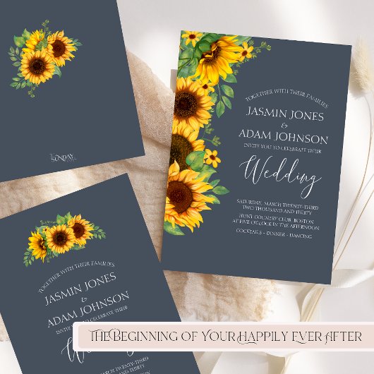 Invitation Russe Boho Sunflower Mariage