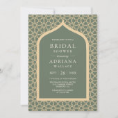 Invitation Russe Boho treillis Arche Fête des mariées verte (Devant)