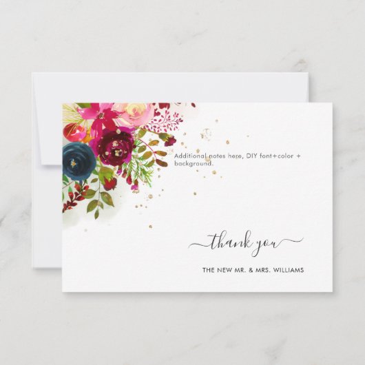 Invitation Russe Boho Watercolor Blush Marsala Navy (Dos)