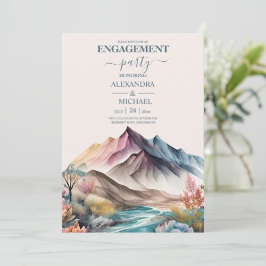 Invitation Russe Boho Watercolor Fiançailles Invitat (Debout devant)