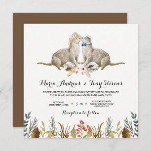 Invitation Russe Boho Woodland Otter Mariage d'aquarelle