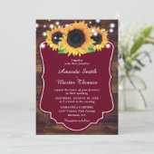 Invitation Russe Bois Bourgogne Mariage de tournesol (Debout devant)