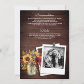 Invitation Russe Bois Bourgogne Sunflowers Mason Jar Mariage (Dos)
