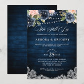 Invitation Russe Bois Marine Blush Floral Mason Jar Mariage (Devant / Derrière)