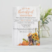 Invitation Russe Bois Ouest Tournesol Thanksgiving Dîner (Debout devant)