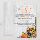 Invitation Russe Bois Ouest Tournesol Thanksgiving Dîner (Devant / Derrière)