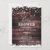 Invitation Russe Bois rose Rose Or Baby shower de neige d'hiv
