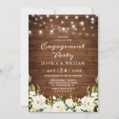 Invitation Russe Bois Roses Blanches Hydrangea Partie d'engag (Devant)