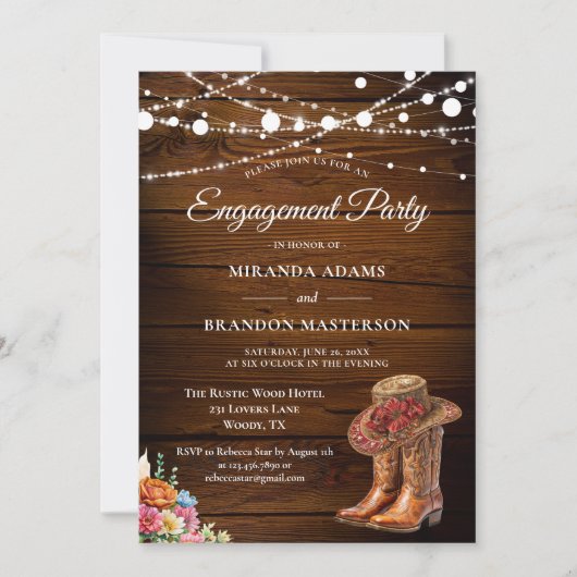 Invitation Russe Boot Boot Boot Western Engagement Party (Devant)