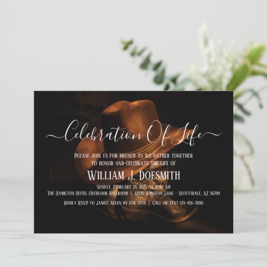 Invitation Russe Boots Cowboy Casquette funéraire service com (Debout devant)