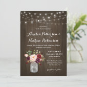 Invitation Russe Bourgogne Blush Floral Mason Jar Mariage (Debout devant)