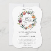 Invitation Russe Bourgogne Blush Ivory Floral Wreath Mariage (Devant)