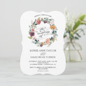 Invitation Russe Bourgogne Blush Ivory Floral Wreath Mariage (Debout devant)