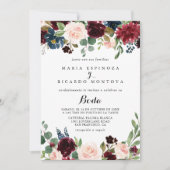 Invitation Russe Bourgogne Calligraphie espagnol Mariage (Devant)