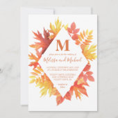 Invitation Russe Bourgogne et Orange automne Feuilles Mariage (Devant)