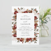 Invitation Russe Bourgogne et Rose d'ivoire Mariage (Debout devant)