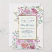 Invitation Russe Bourgogne et rose rose pâle (Devant)