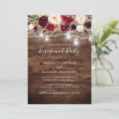 Invitation Russe Bourgogne Floral Lights (Debout devant)