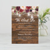 Invitation Russe Bourgogne Floral Lumières Mariage Vow Renouv (Debout devant)