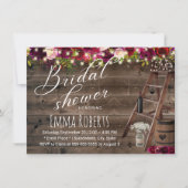 Invitation Russe Bourgogne Floral Vin Barrel Fête des mariées (Devant)