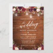 Invitation Russe Bourgogne Jar Lights Mariage de calligraphie (Devant)