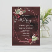 Invitation Russe Bourgogne Mariage de calligraphie aquarelle (Debout devant)