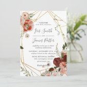 Invitation Russe Bourgogne Marsala Blush Floral Mariage (Debout devant)