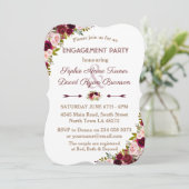 Invitation Russe Bourgogne Marsala Floral (Debout devant)